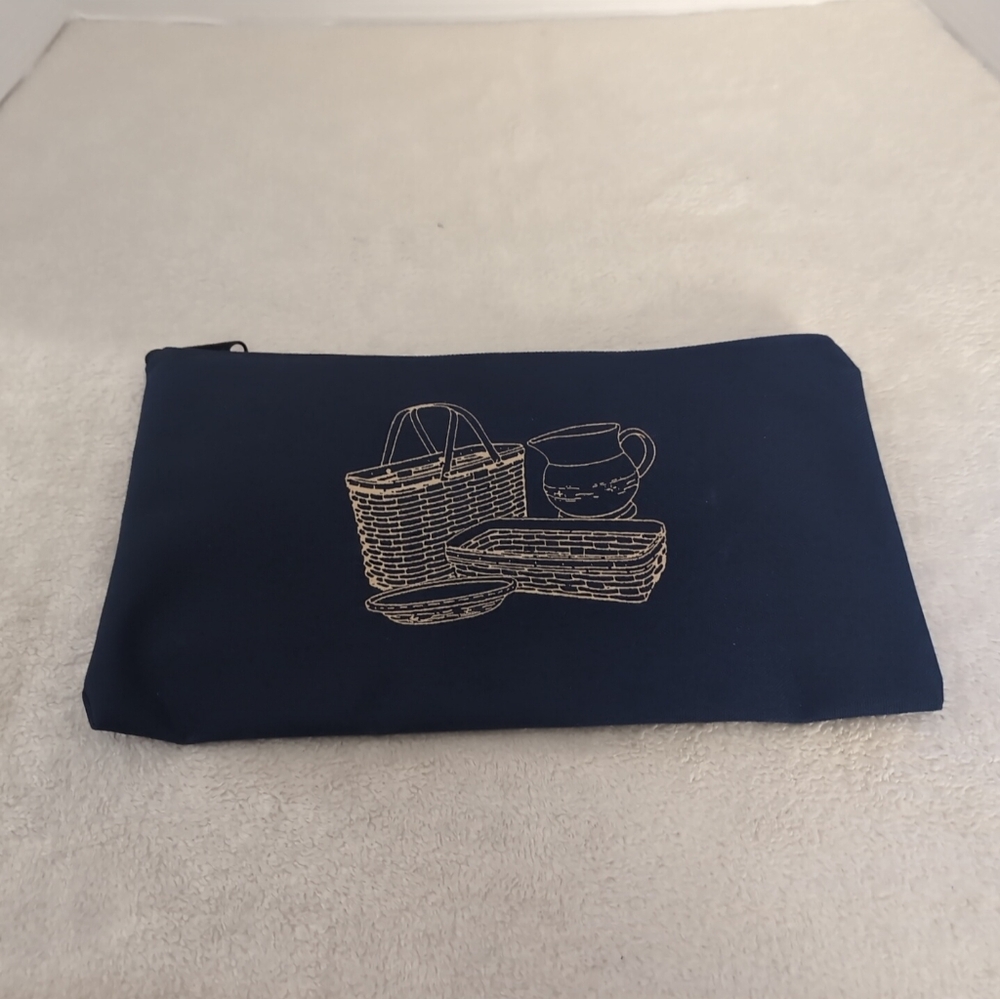 Longaberger Basket Brand Canvas Envelope Zipper Bag 11.75 X 6.75